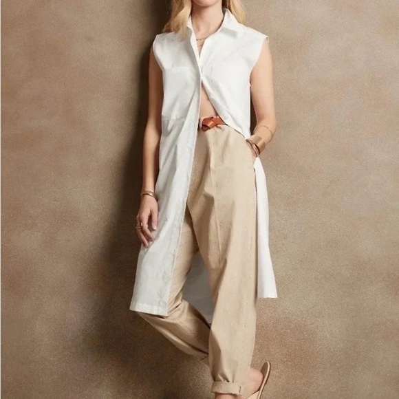 Banana Republic Elegant White Sleeveless Dress - Picture 2 of 4